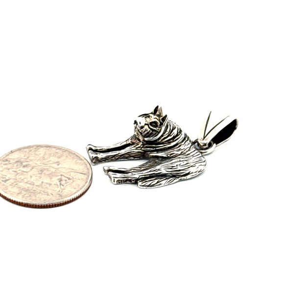 Vintage 925 Sterling Silver Wolf Pendant - Picture 7 of 9